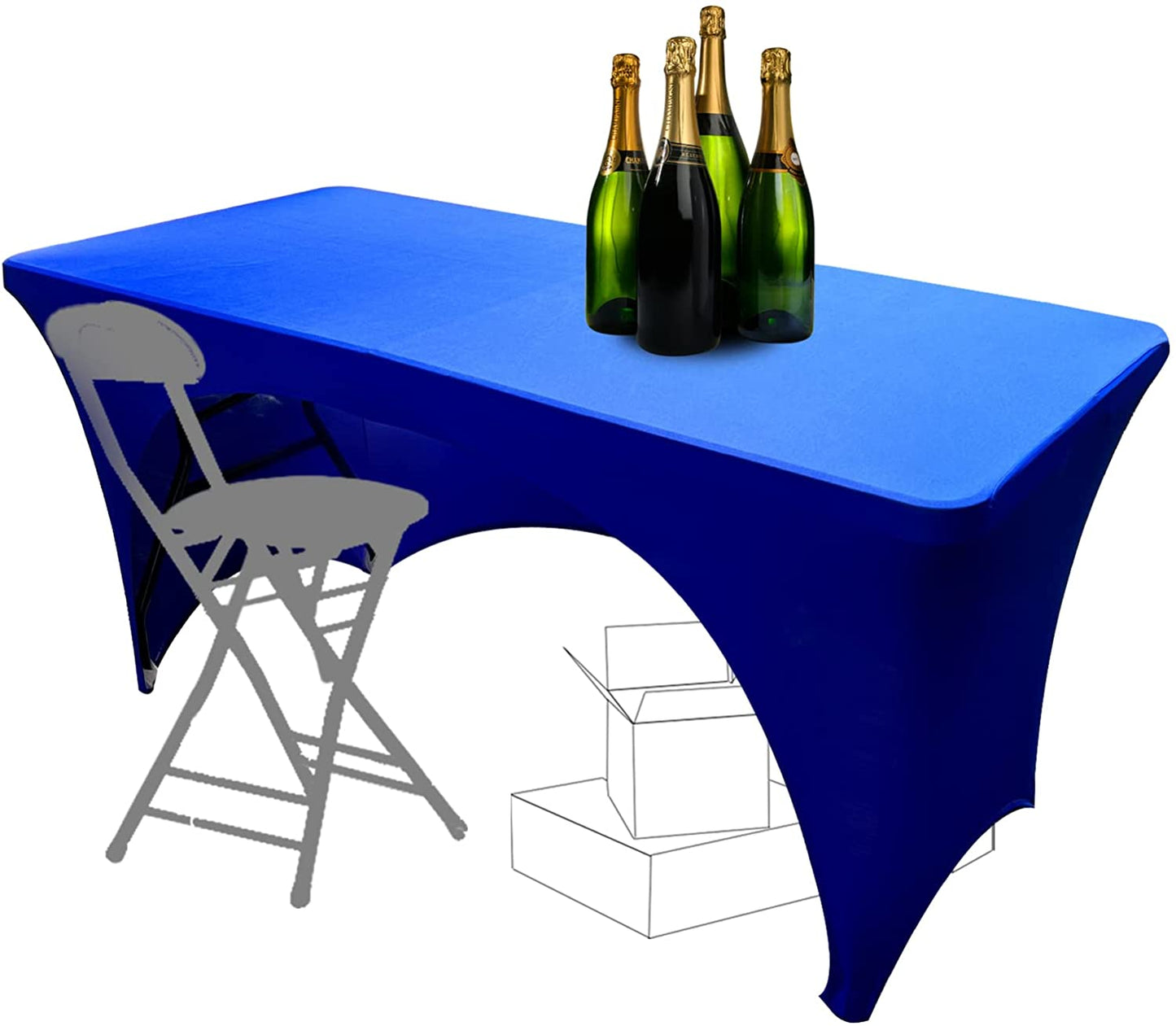 Stretchable Tablecloths 6Ft for Rectangle Tables with Open Back, Fitted Spandex Rectangular Patio Table Covers, Wedding, Party, Kitchen, Beauty Event Decoration-Black