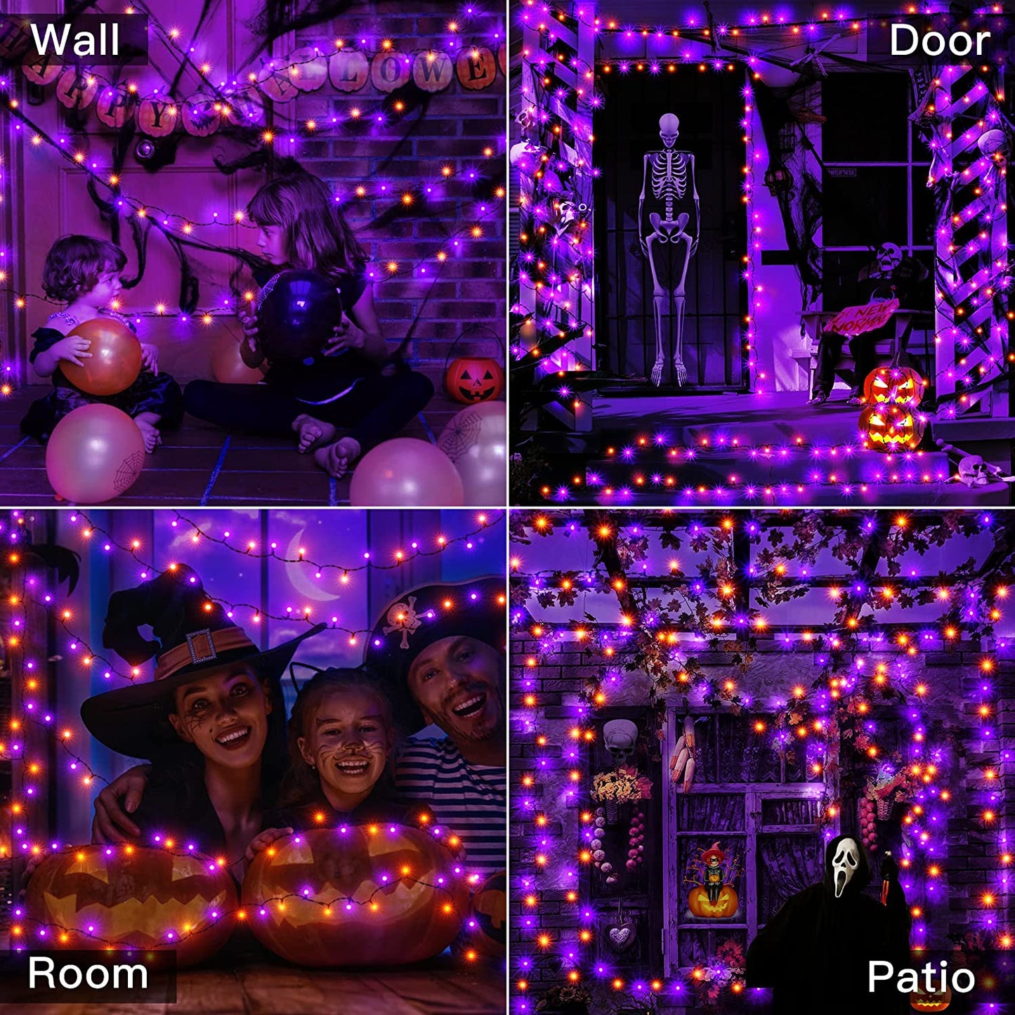 Ollny Halloween Decorations Lights Outdoor - 24M 240LED Orange Purple Christmas String Lights with 8 Modes/Timer - Waterproof Fairy Lights Plug in for Indoor Halloween Party/Garden/Tree/Window Decor
