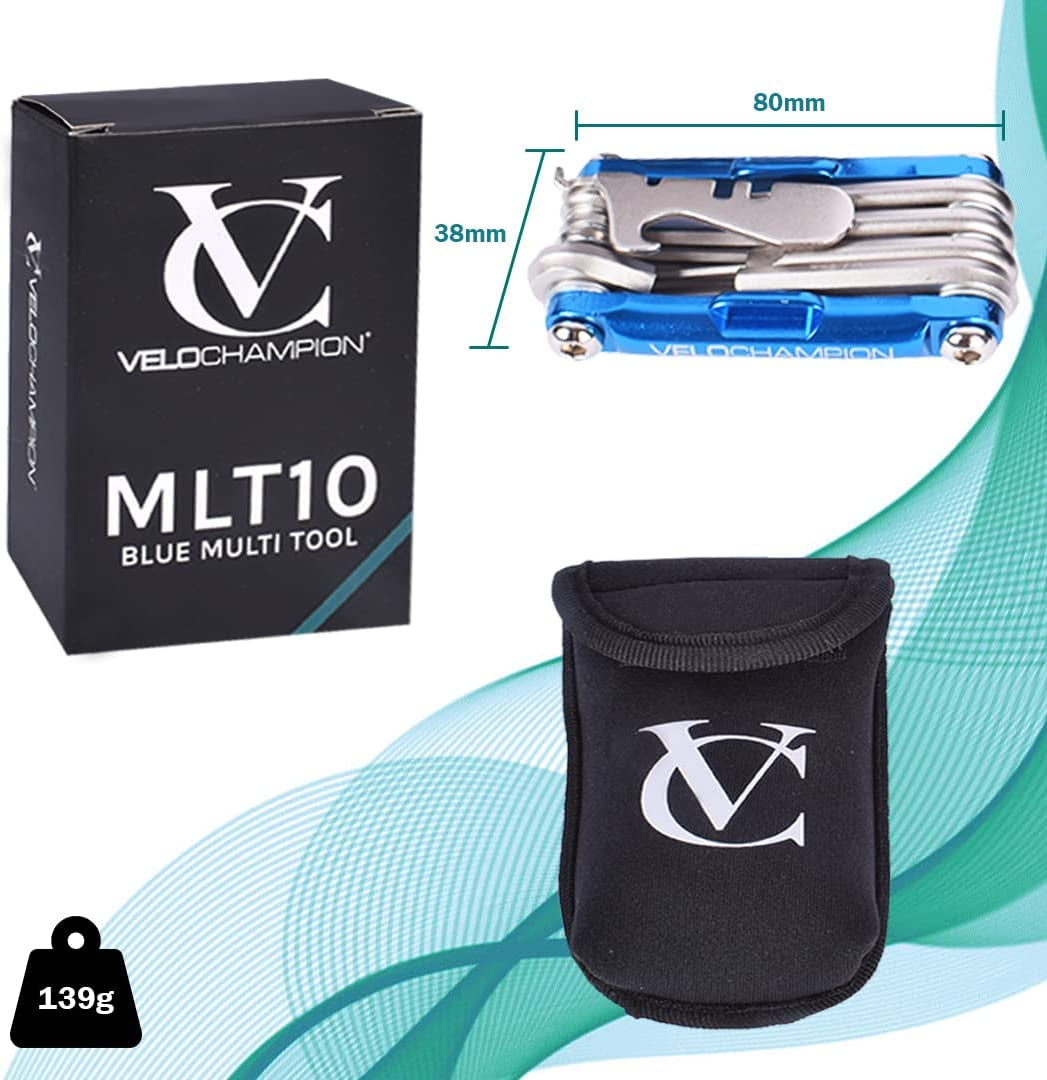 Velochampion Premium Quality MLT10 Bike Multi Tool - 10-In-1 Multi-Function Cycling Maintenance Tool - Portable Reliable, Built to Last & Easy to Use