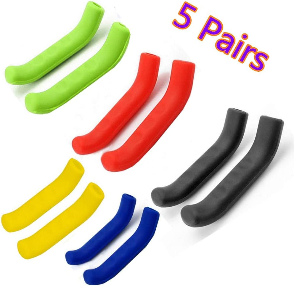 5 Pairs Brake Handle Sleeve Silicone Waterproof Bike Brake Lever Protection Cover Anti-Slip Comfortable Bicycle Brake Lever Sleeve Grip for Most of Regular Bike Road Bike Mountain Bicycle(5 Colors)