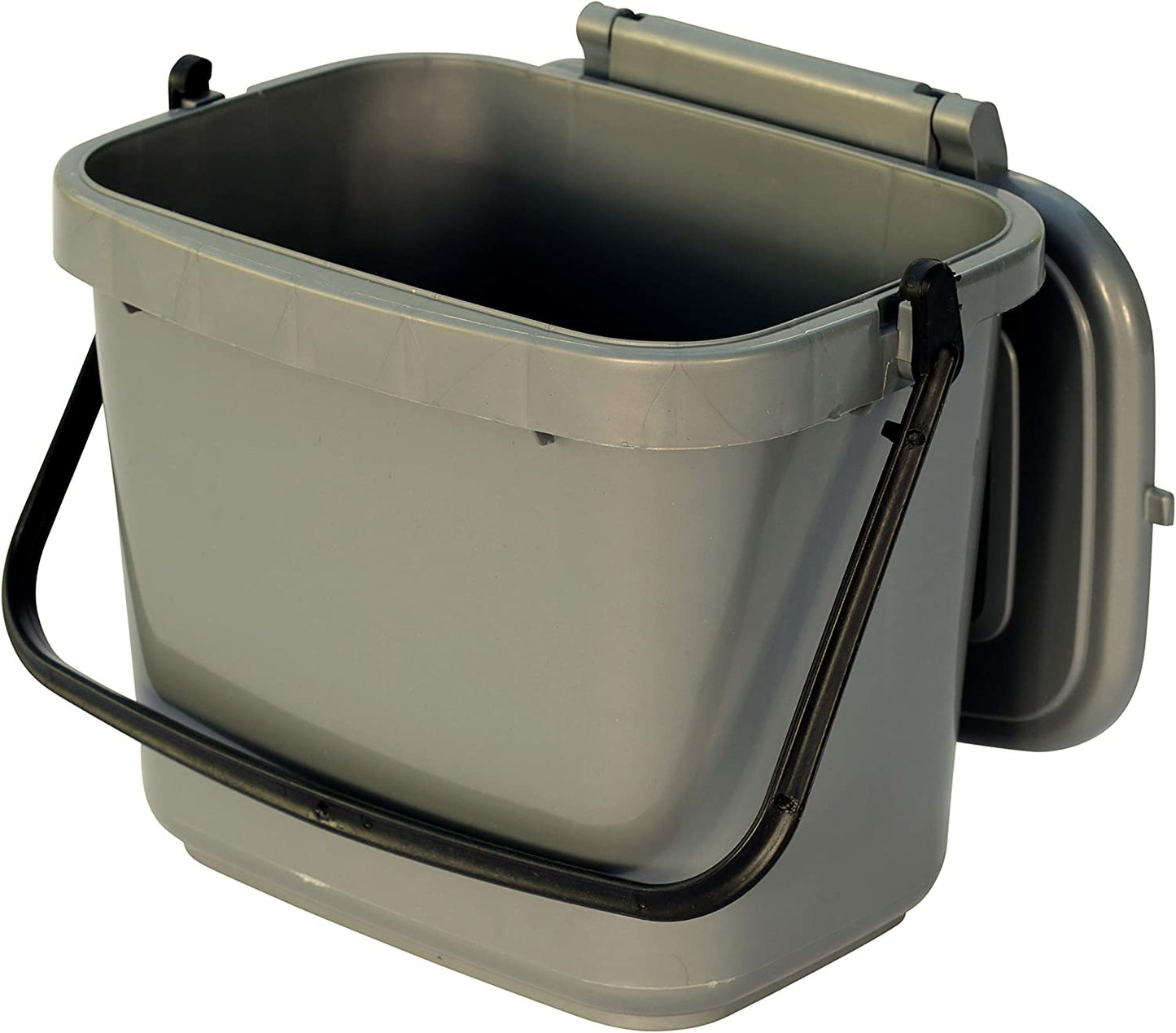 Silver Grey Kitchen Compost Caddy (5L - Small) - for Food Waste Recycling (5 Litre) - 5L Plastic Composting Bin