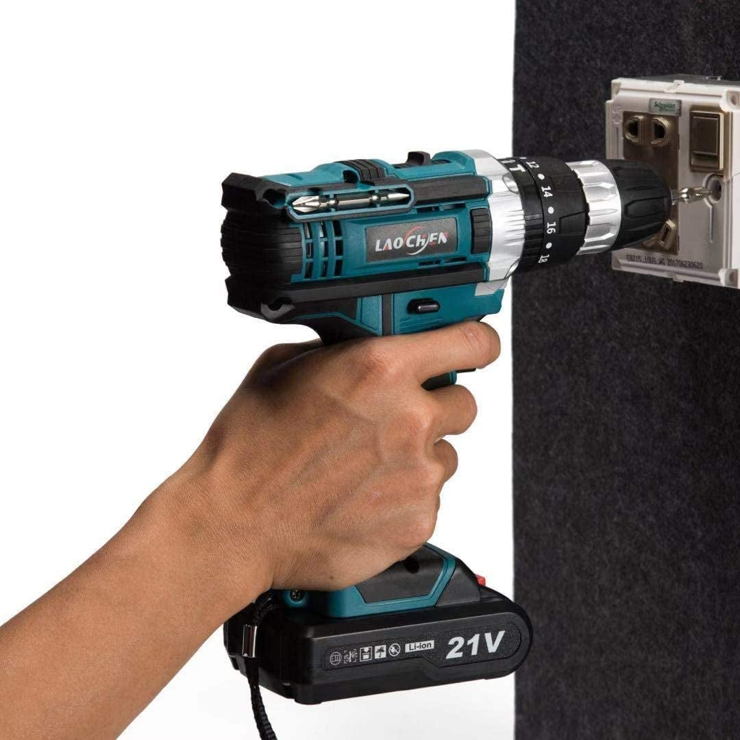 Sp-Cow 21V Cordless Drill Driver with Kitbox, Electric Drill Set with Powerful 2X1.5Ah Lithium Battery,32Nm Torque, 2-Speed,1H Fast Charging,Led Work Light,Power Tools for Home Improvement DIY Project