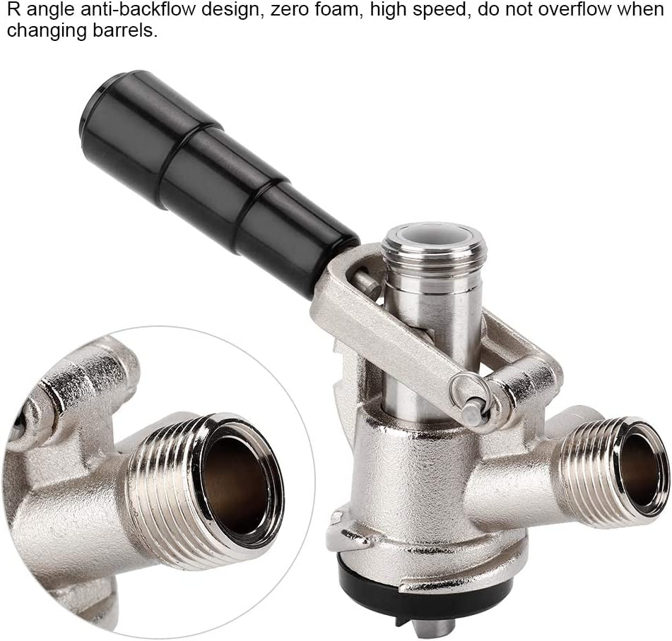 S Type Keg Coupler, Beer Keg Taps with Safety Pressure Relief Valve Beer Dispenser Keg Coupler S Type System with Black Handle for Home Brewing System
