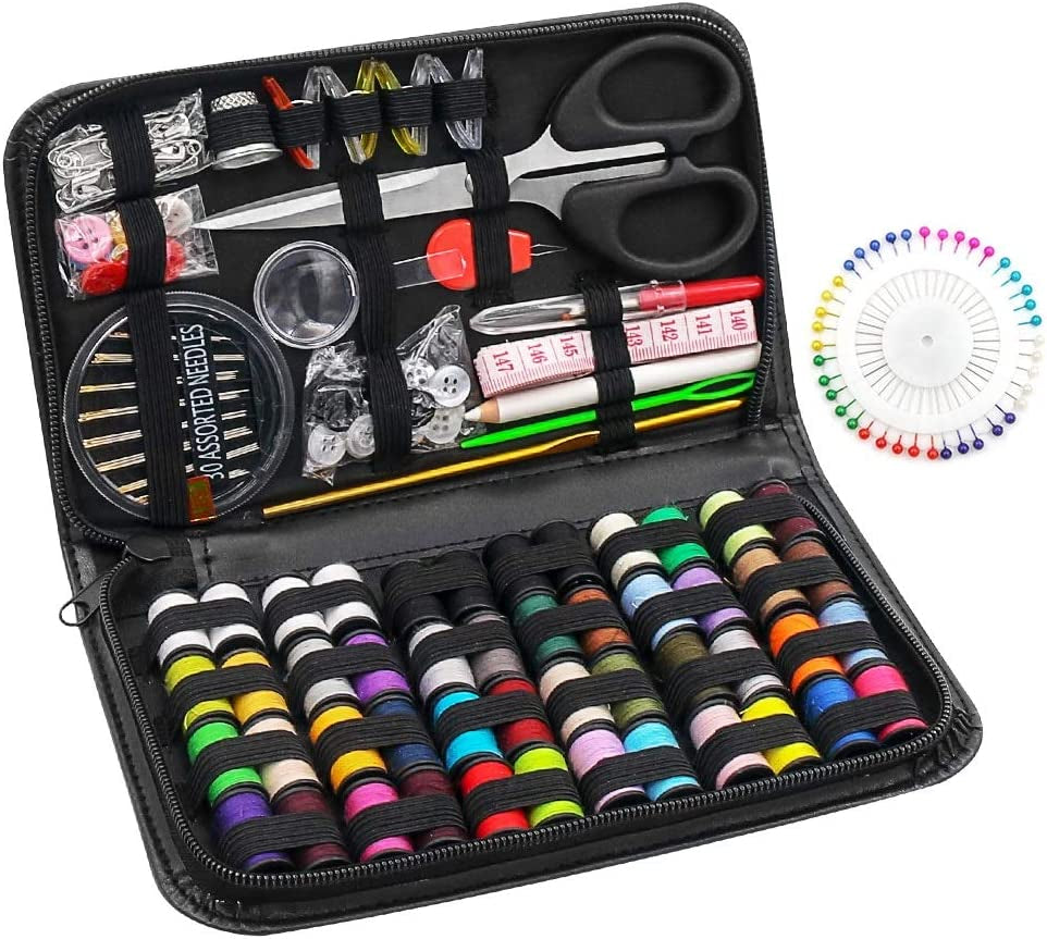 172PCS Sewing Kit, Sewing Machine Kit 48 Spools Professional Sewing Accessories and Supplies Kit with Thread Needle Scissors Thimble Tape Measure for Home Adults Kids Beginners Emergency