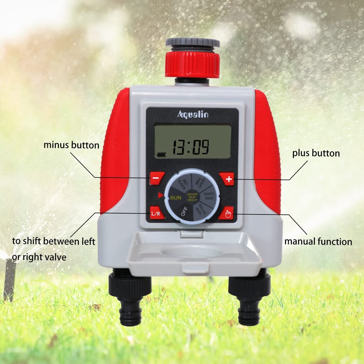 Two Outlets Electronic Hose Tap Water Timer Garden Irrigation System Controller Watering Computer Waterproof