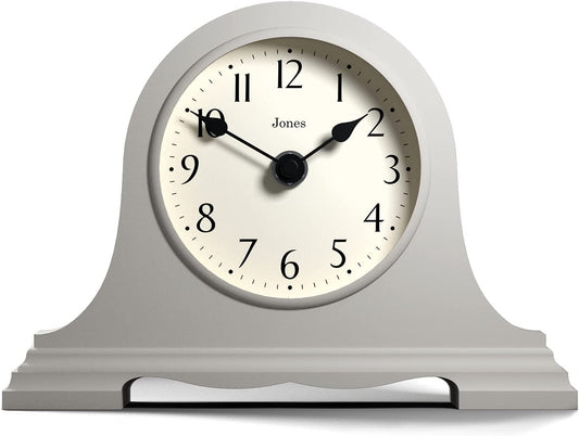 ® Speakeasy Mantel Clock - Traditional/Classic Design - Bedroom Clock - Living Room Clock - Office Clock - Mantel Clock - Desk Clock - Shelf Clock - Small Clock (Grey)