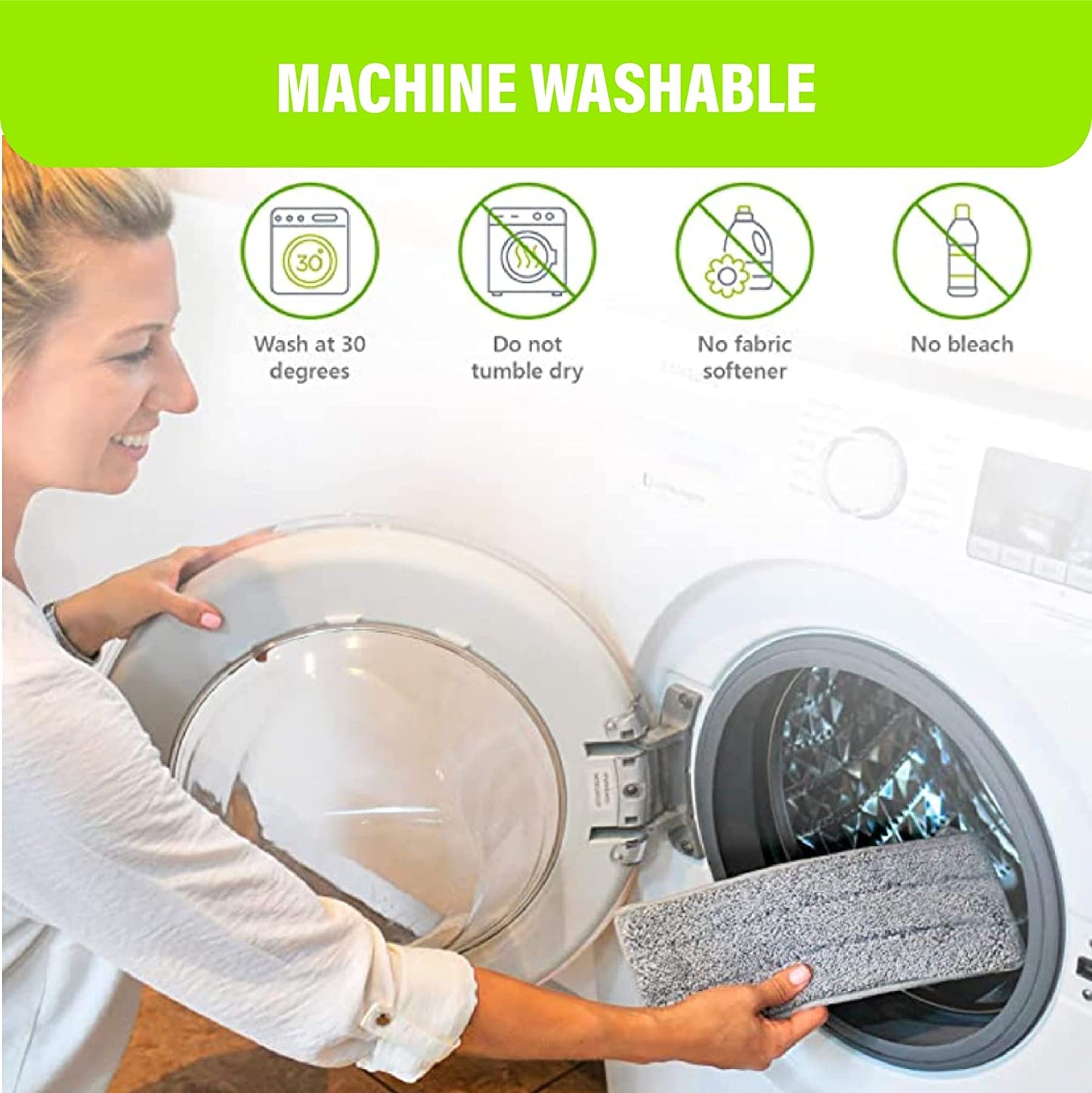 Easygleam Mop and Bucket Set. Microfibre Flat Mop with Stainless Steel Handle, Innovative Twin Chamber Bucket for WET & DRY Use. 4 Reusable Pads Supplied, Suitable for All Floor Types