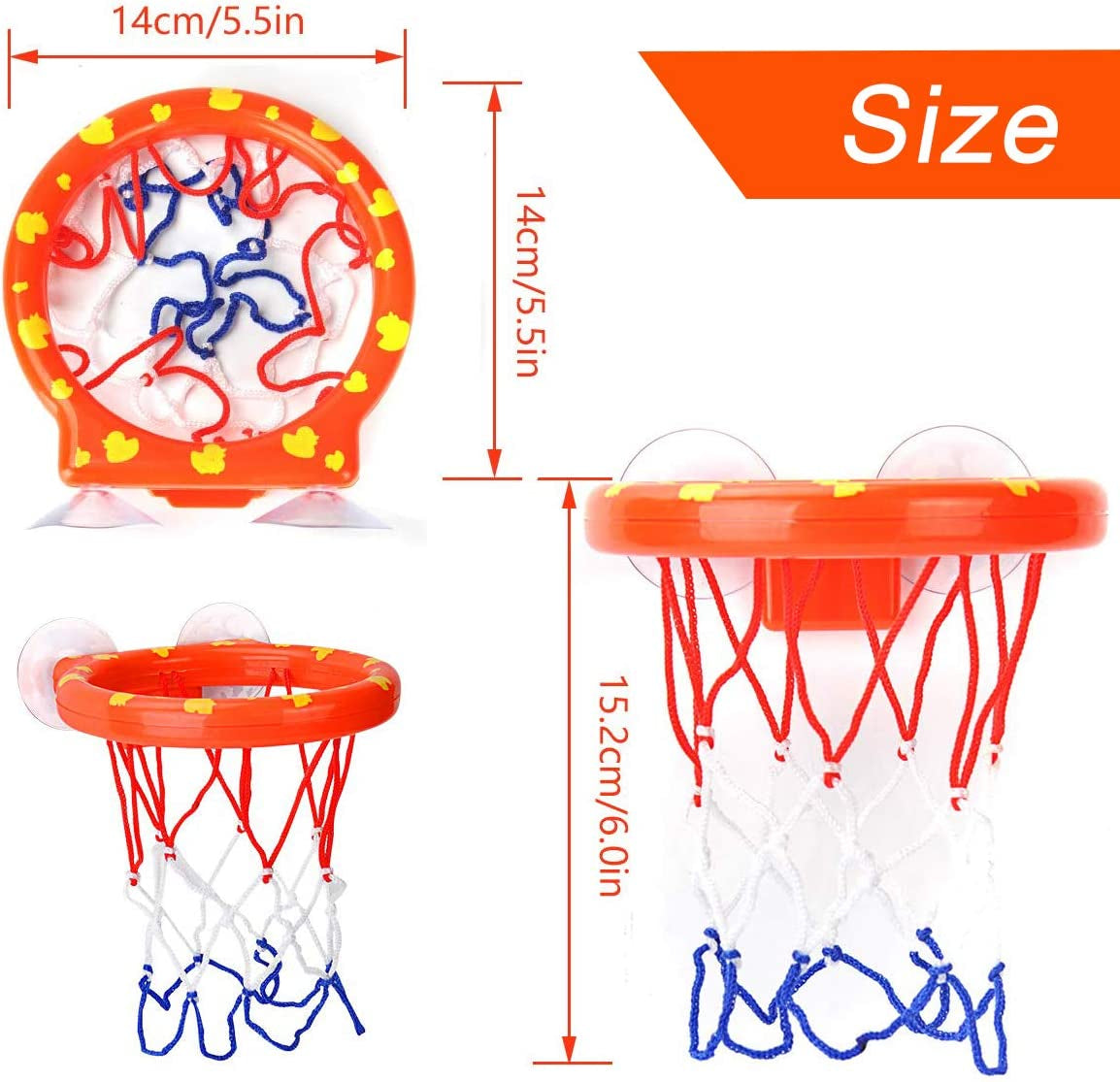 Bath Toy Fun Basketball Hoop & Balls Set for Boys and Girls Kid & Toddler Bath Toys Gift Set 3 Balls Included