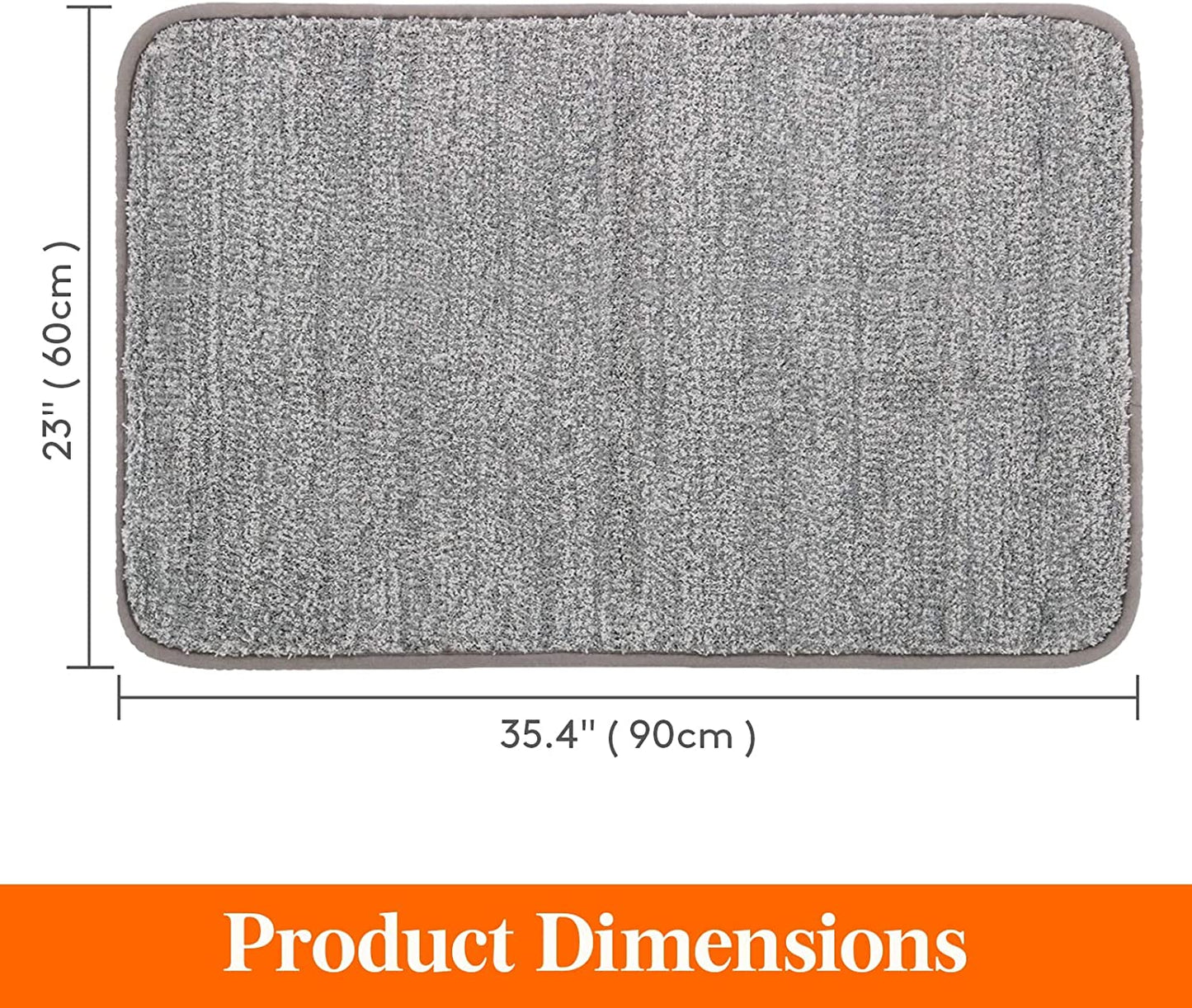Indoor Doormat Super Absorbent Water Low Profile Mats Machine Washable Non Slip Rubber Entrance Rug for Front Door inside Dirt Trapper Mats Shoes Scraper, Grey, 90 X 60 Cm