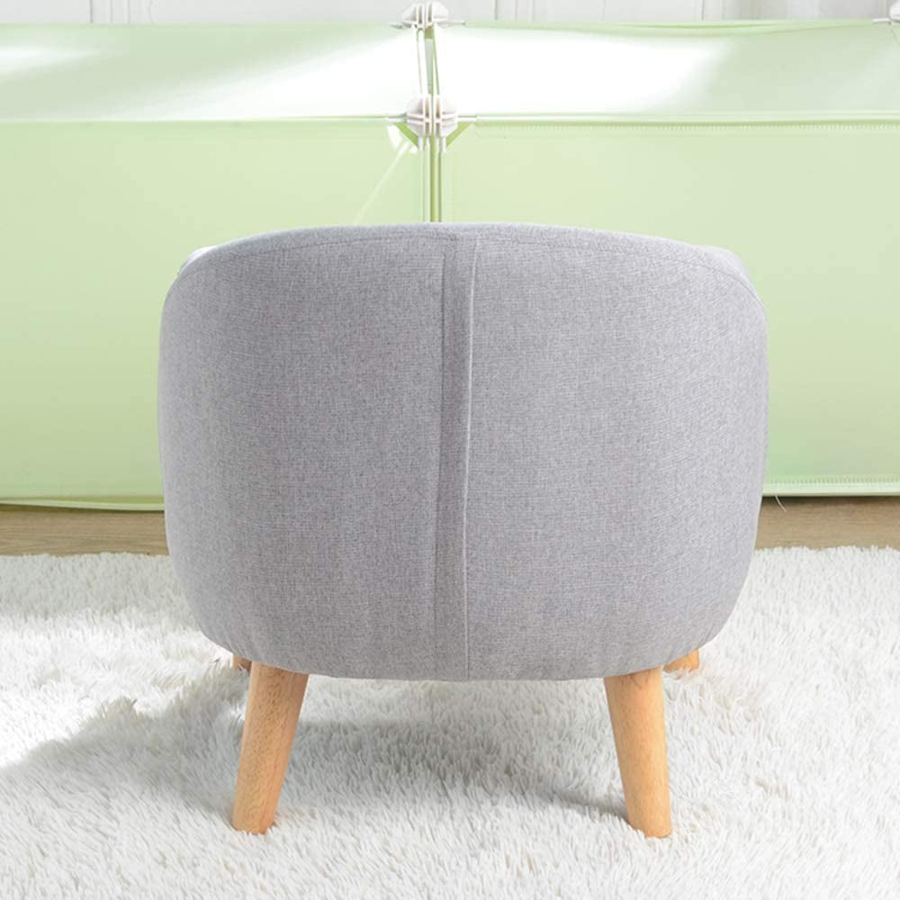 Single Linen Fabric Kids Armchair, Toddler Sofa and Couch with Wooden Legs, Gift for Children under 4 Years Old