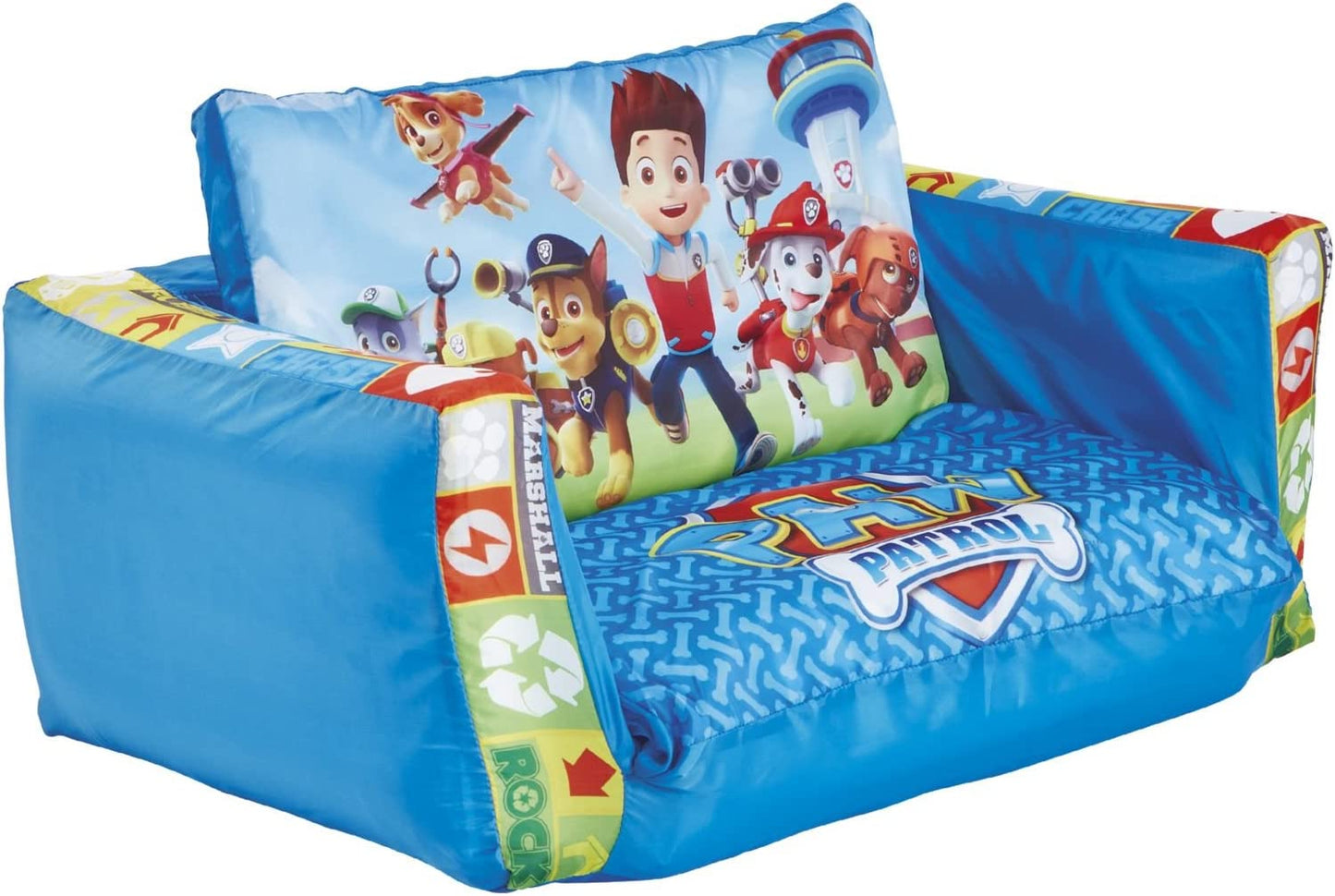 2 in 1 Inflatable Flip Out Mini Sofa and Lounger, Fabric, Blue, 105X68X26 Cm