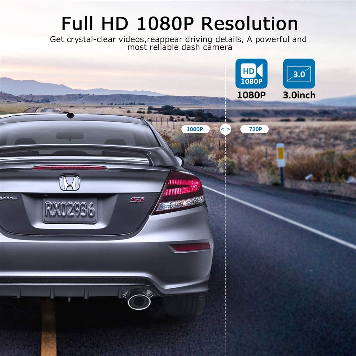 Dash Cam 1080P Full HD Car Camera DVR Dashboard Camera Video Recorder in Car Camera Dashcam for Cars 170 Wide Angle WDR with 3.0" LCD Display Night Vision Motion Detection and G-Sensor