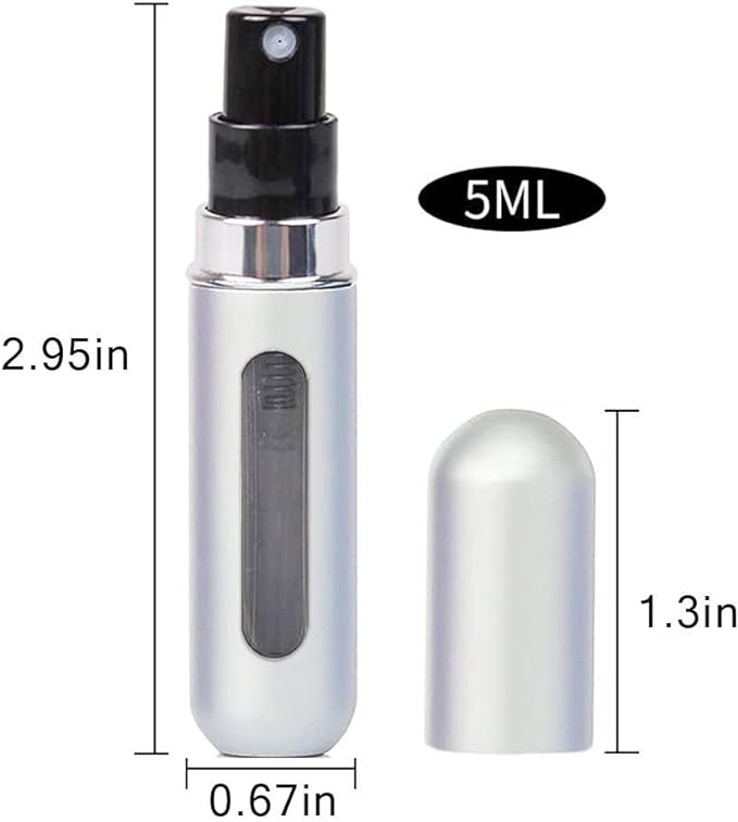 yyds 5ML Perfume Atomiser,Perfume Refillable Bottle Portable for Travel Business Trip Outdoor Activities(Silver)