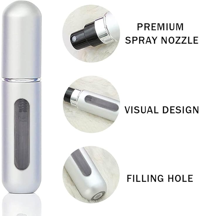 yyds 5ML Perfume Atomiser,Perfume Refillable Bottle Portable for Travel Business Trip Outdoor Activities(Silver)