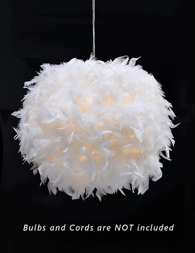 Feather Light Shade for Ceiling Pendant Light, Fluffy Lamp Shade Lampshade Lightshade for Table Lamp and Floor Lamp, Bedroom, Living Room, Wedding