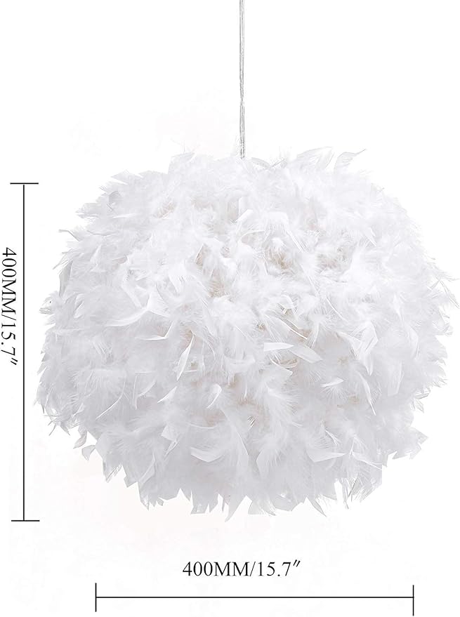 Feather Light Shade for Ceiling Pendant Light, Fluffy Lamp Shade Lampshade Lightshade for Table Lamp and Floor Lamp, Bedroom, Living Room, Wedding