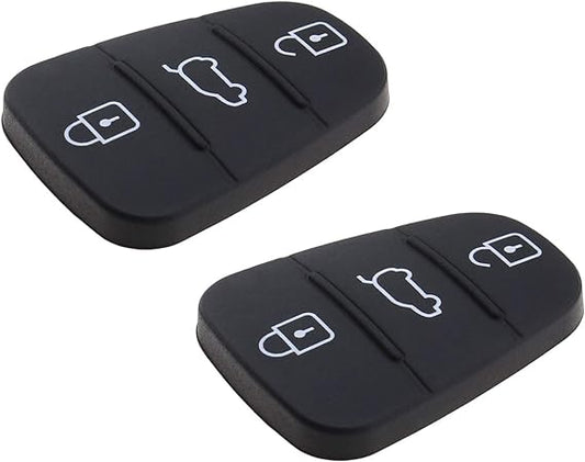 2 Pack 3-Button Auto Remote Key Fob Button Pads Rubber Black Insert Keypads for Car Key Shell Replacement Part