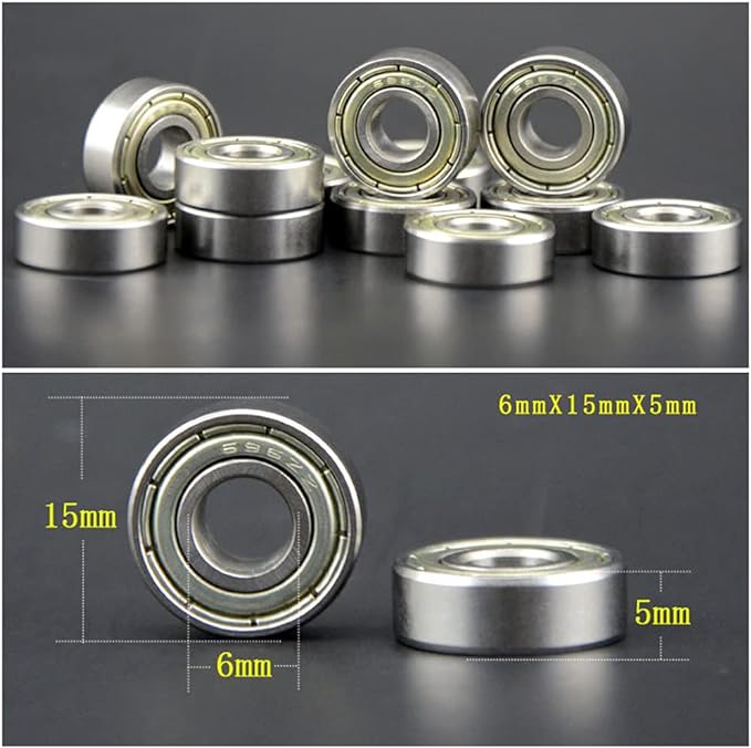 Ball Bearings, Multifunctional Deep Groove Ball Bearing for Office Equipment, Micro-motors, Small Rotary Motors, Double Shielded, 15x6x5 mm (5 Pcs)