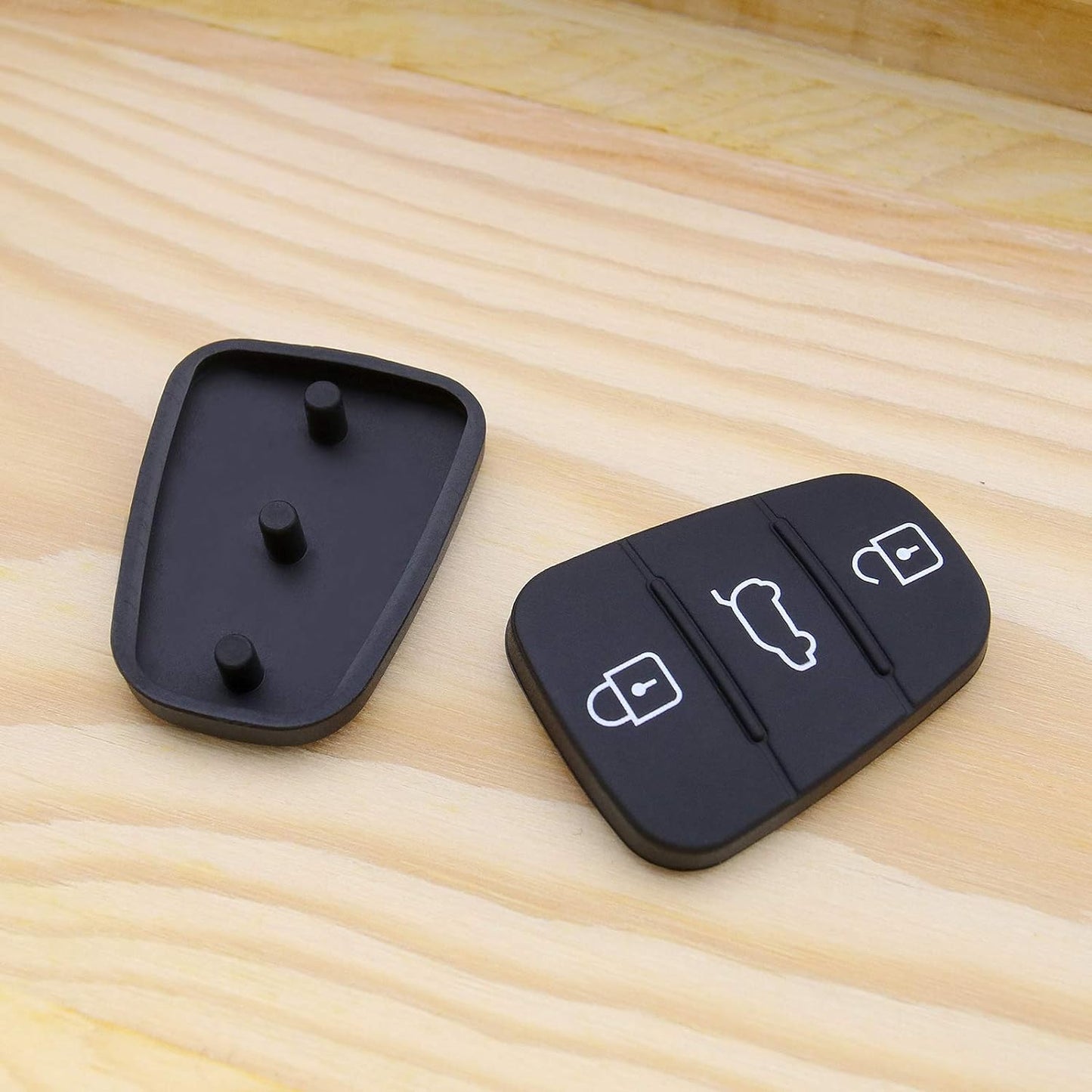 2 Pack 3-Button Auto Remote Key Fob Button Pads Rubber Black Insert Keypads for Car Key Shell Replacement Part