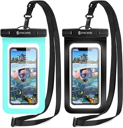 Syncwire Waterproof Phone Case, 2-Pack Universal IPX8 Waterproof Phone Pouch Dry Bag for iPhone 14 13 12 11 Pro Max mini SE2 3 XS XR X 8 7 6s 6 Plus Samsung S23 Ultra S22 Huawei P50, up to 7 inches