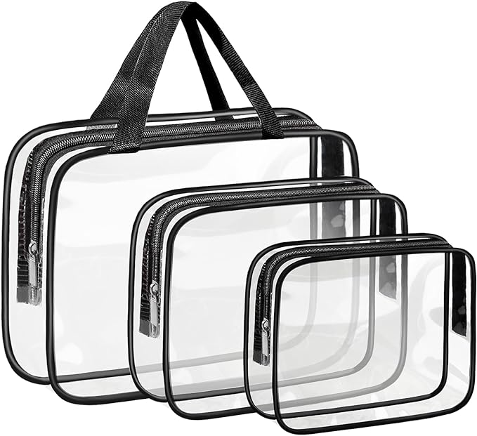 Clear Wash Bag for Toiletries , Funnasting 3 in 1 Waterproof Clear PVC Travel Makeup Bag Business Bathroom for Men, Women and Kids