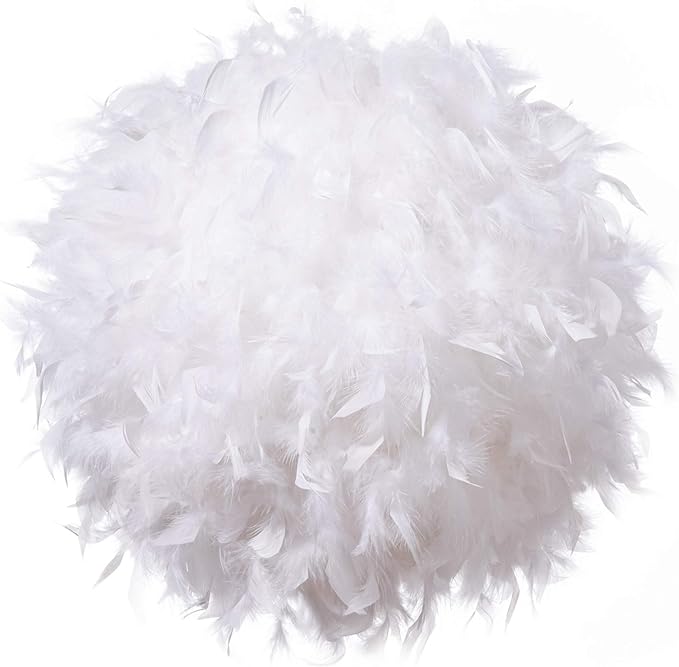 Feather Light Shade for Ceiling Pendant Light, Fluffy Lamp Shade Lampshade Lightshade for Table Lamp and Floor Lamp, Bedroom, Living Room, Wedding