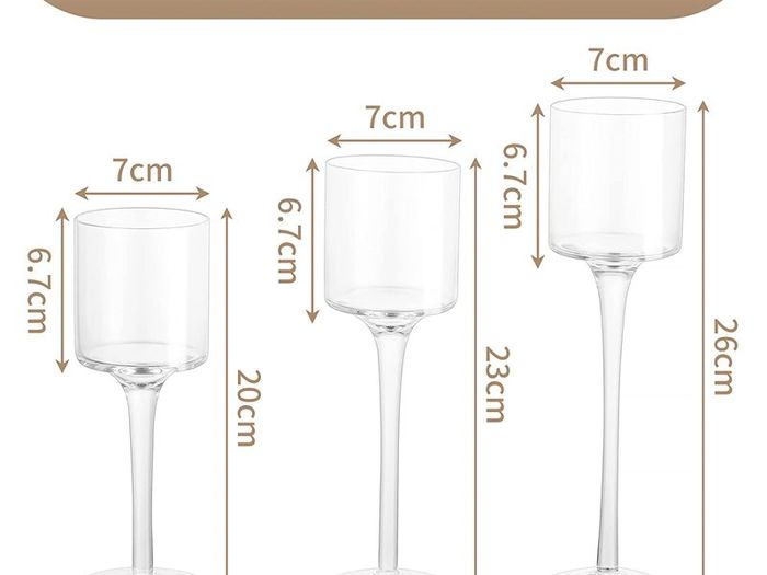 Clear Glass Tea Light Candle Holders Set of 3, Tall Candle Holder for Floating Candles and Pillar Candles, Elegant Table Centrepieces for Mantelpiece Dining Rooms Wedding Party Christmas