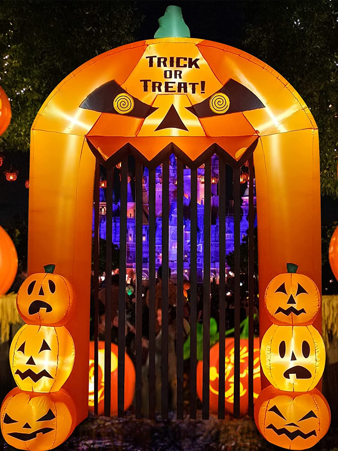 9 Feet High Halloween Inflatable Pumpkin Arch, Blow up Pumpkin Gate Large Halloween Outdoor Indoor Decorations Holiday Yard Lawn Inflatables Decor for Home Family Halloween Party Supplies