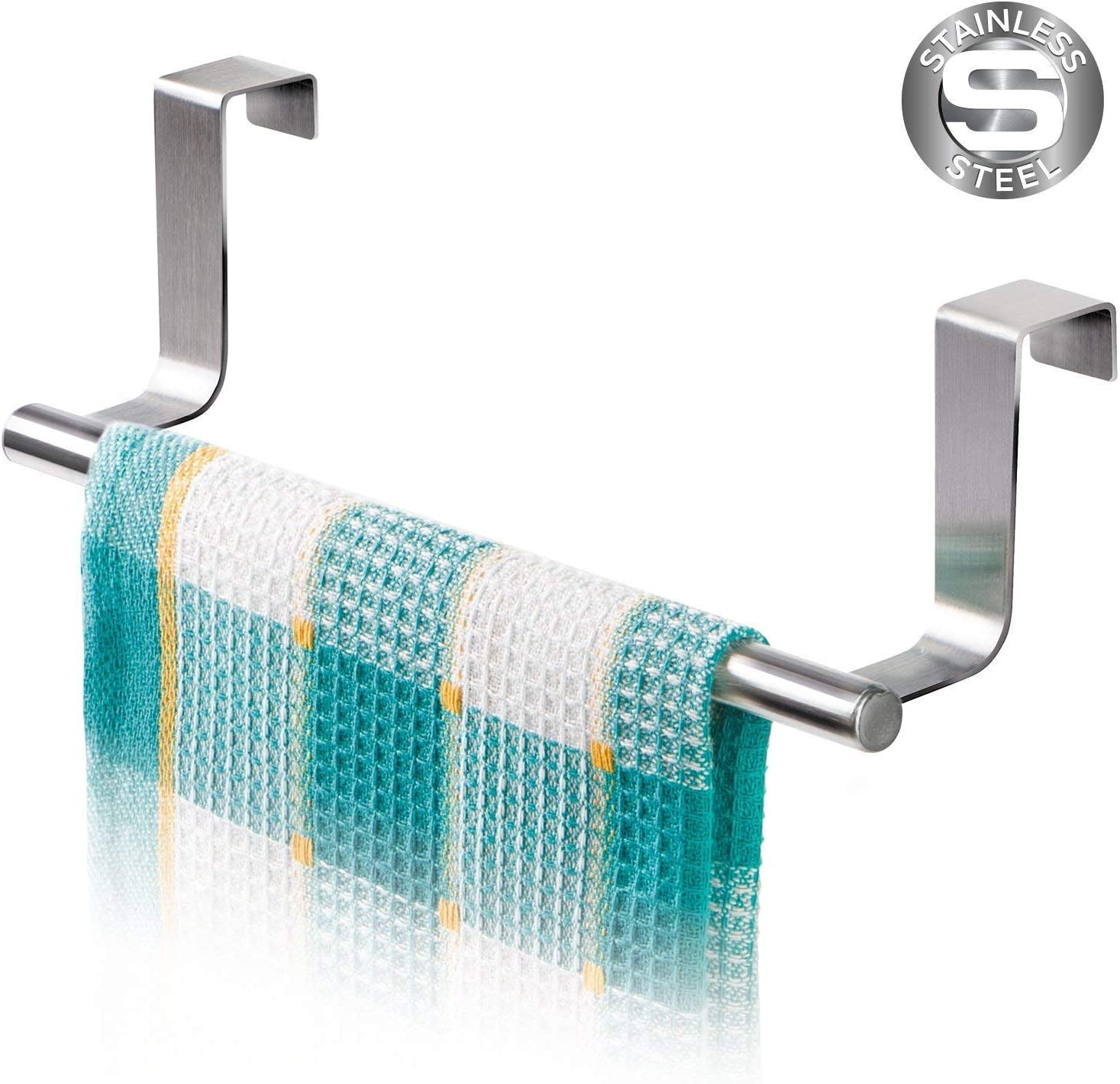 Horizon – over the Door Towel Rail – Towel Holder for Cupboard Drawer Cabinet – Kitchen and Bathroom – anti Slip Scratch Protecting Stripe