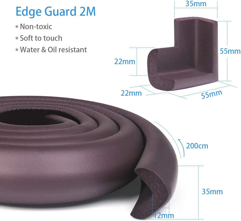 Edge Protectors, 2 M Foam Safety Strip and 4 Corner Cushion Protector Set, Edge Corner Guards for Baby (Purple)