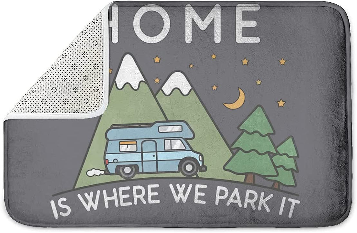 Camping Home Is Where We Park It Campervan Gift Carpets Home Door Mats anti Slip Entrance Rugs Doormats 40 X 60 CM