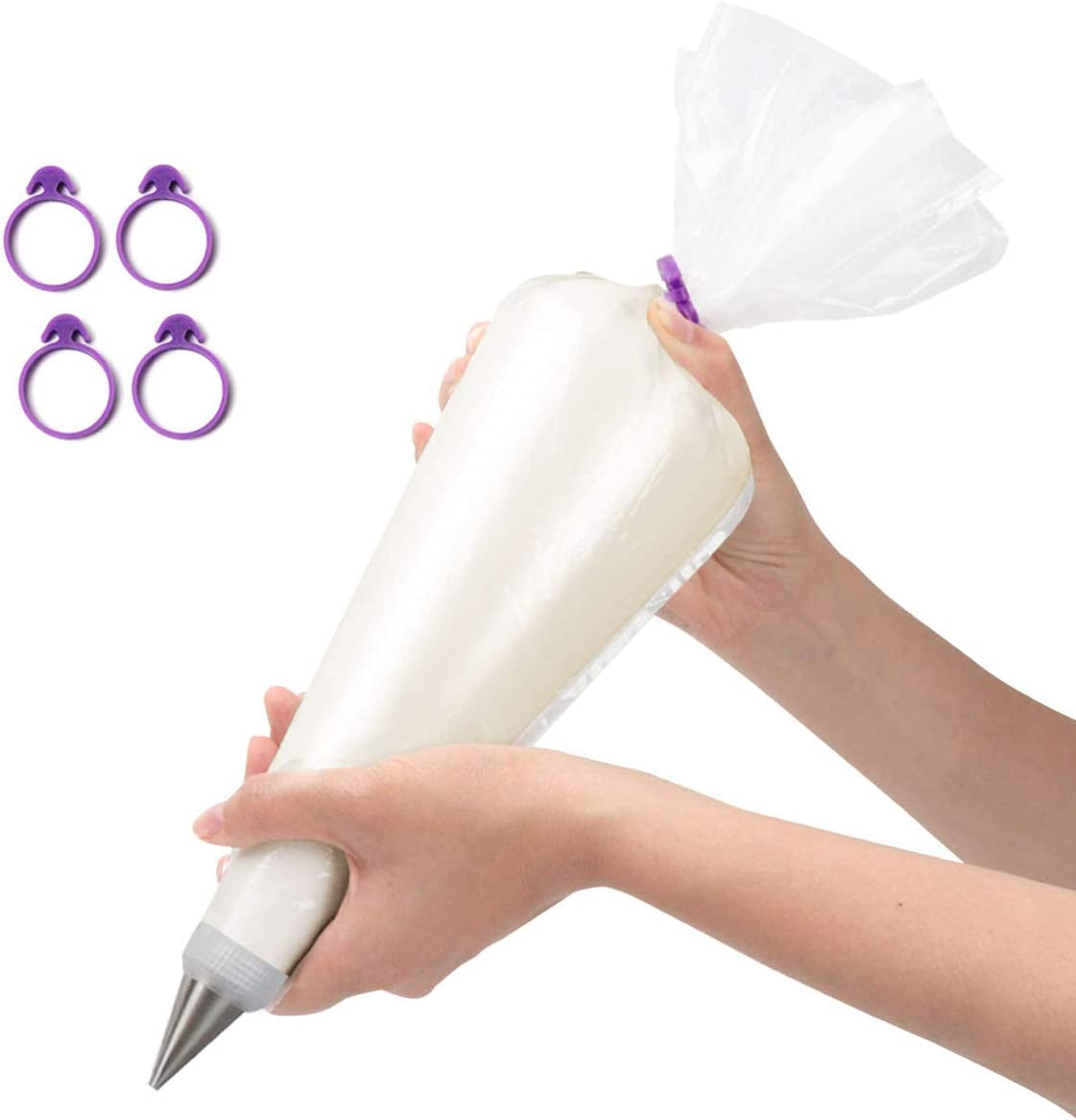 100 Pack Pastry Bags Thickened 18-Inch Disposable Decorating Icing Piping Bags with 4 Icing Bag Ties