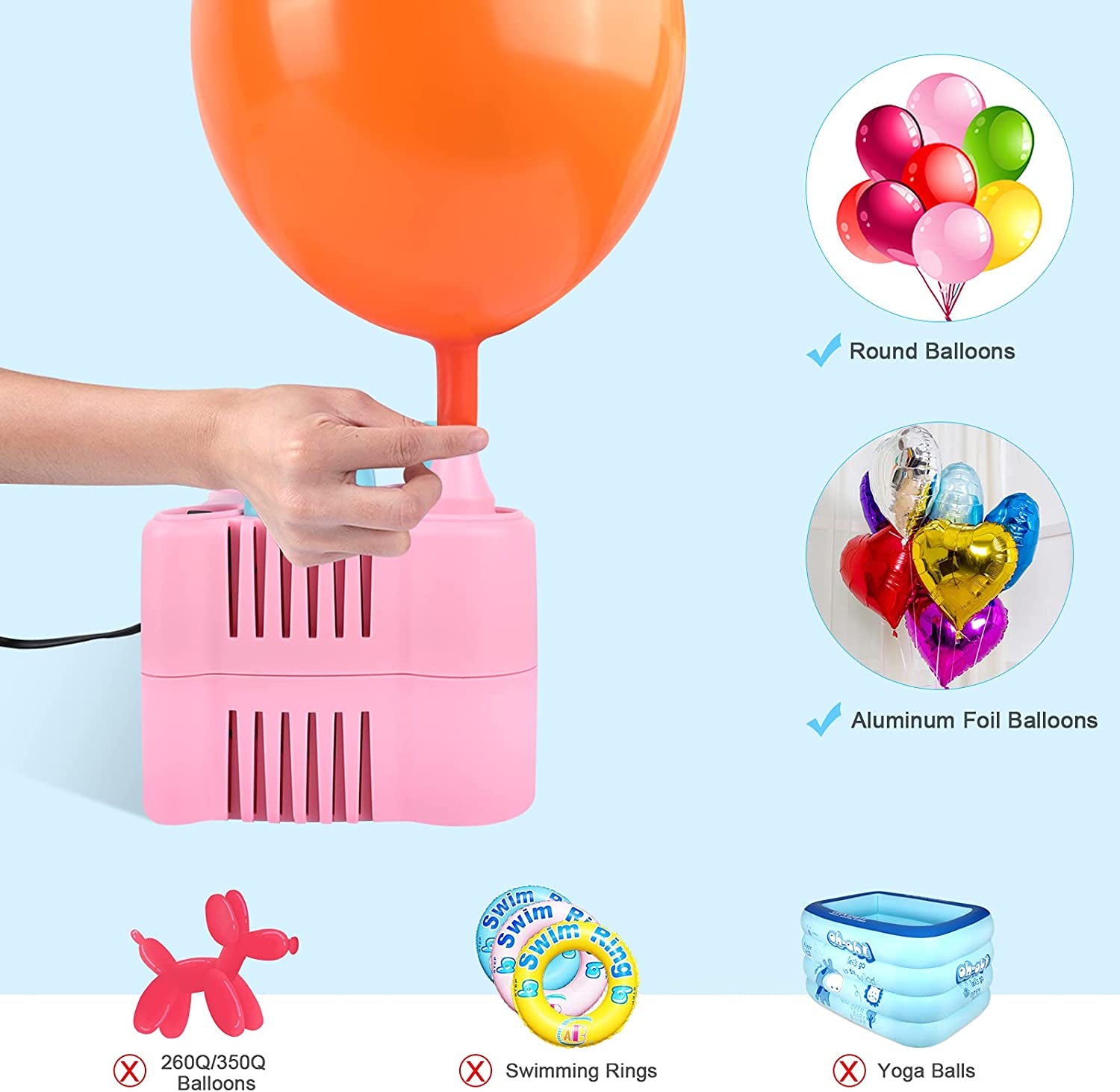 Balloon Pump, Electric Inflator Pump Inflator Blower Electric Balloon Inflator Portable Pump for Party, Wedding, Birthday, Promotional Activities