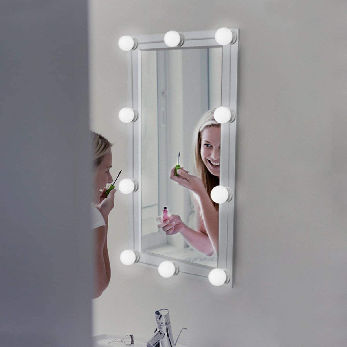 Vanity Mirror Lights Kits Hollywood Style LED Makeup Lights with 10 Dimmable Bulbs for Makeup Dressing Table with 5-Level Adjustable Brightness Touch Dimmer