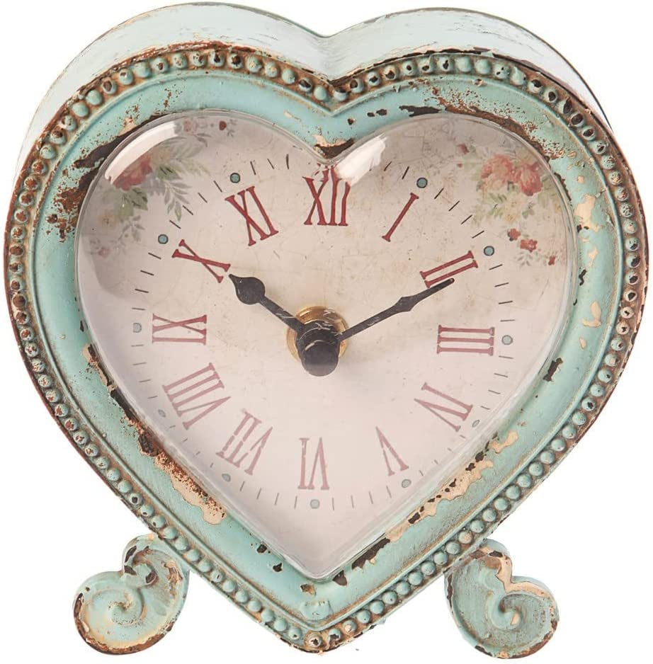 Boudoir Heart Clock Duck Egg