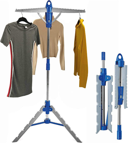 Clothes Rail Airer Drier | Adjustable Portable Clothes Horse Tripod Design | Folds Flat for Storage Easy Setup | Great for Indoor Outdoor Use |139Cm High Max Capacity 22KG Holds 30 Hangers