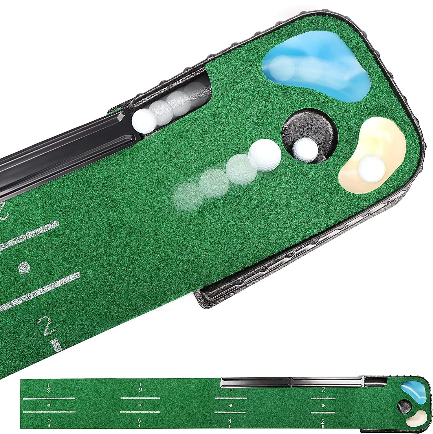 Hazard and Bunker Golf Putting Mat | True Roll Surface with Non Slip Backing Golf Putting Green