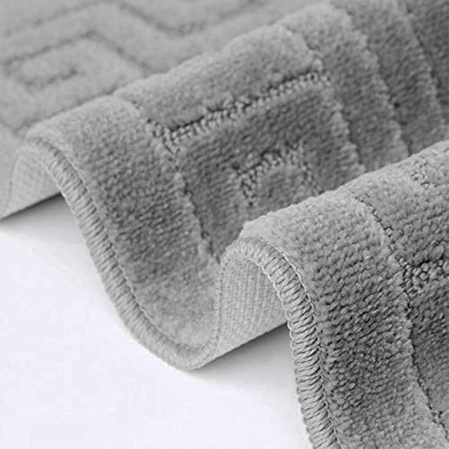 New Greek Style 2 Piece Bath Mat Set Non-Slip 13 Colours (Grey)