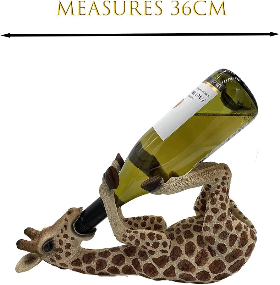 - Adorable 36Cm Giraffe Wine Bottle Holder Figure - Home Decor Figurine with Amazing Detail - Decorative Kitchen Countertop or Tabletop Statue Ornament - Hand Painted Safari Gift Decanter