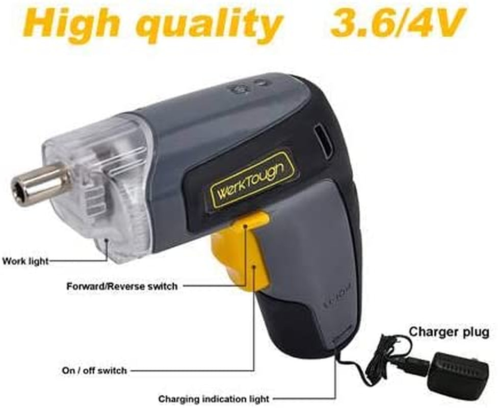 Cordless Screwdriver 3.6/4V Lion Battery USB Plug Drill Driver Home Repair Rechargeable Tool Kit with LED Light Gift Box Tool Set