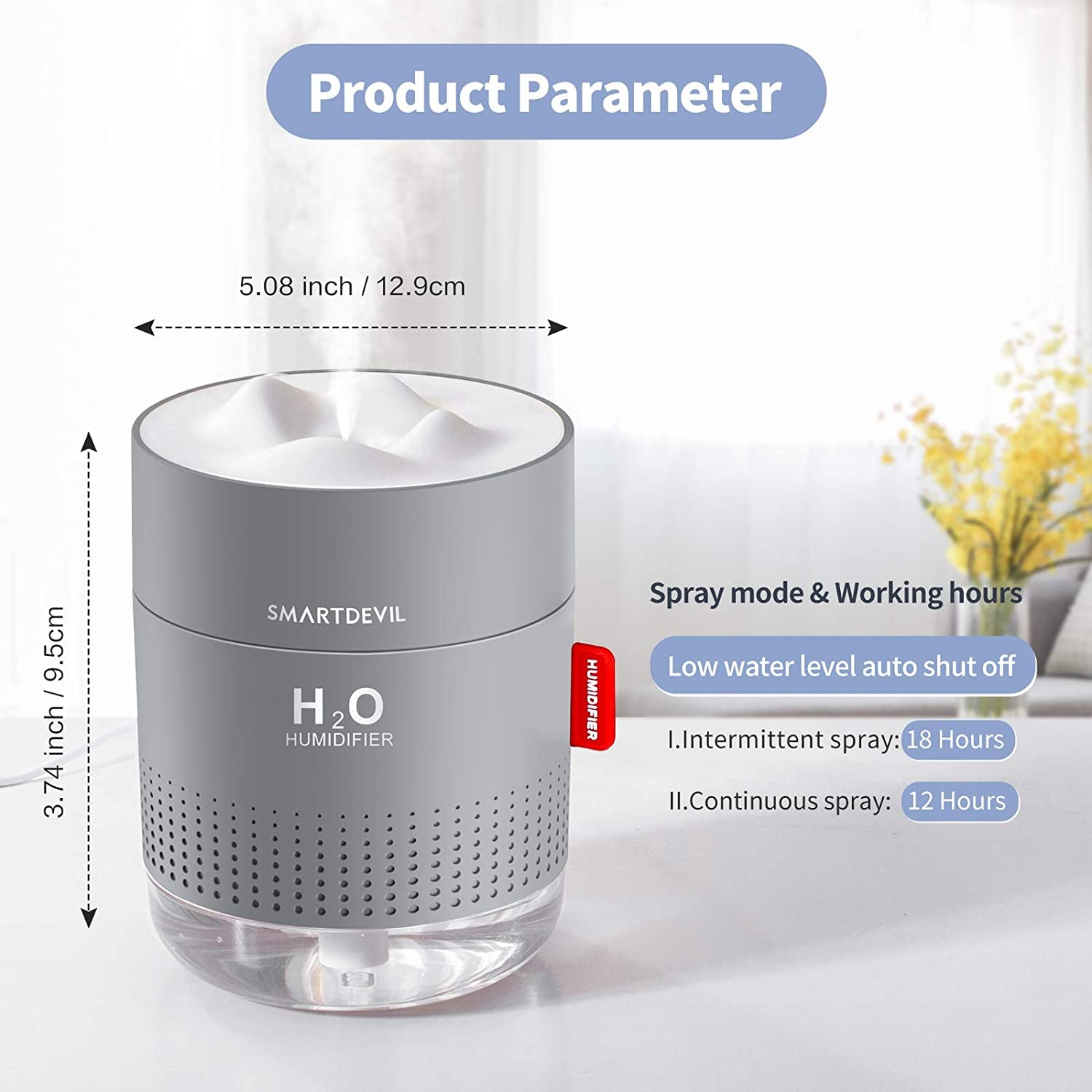 Humidifiers 500Ml Cool Mist Humidifier Air Humidifier Whisper Quiet USB Humidifier with Night Light, Waterless Auto Shut-Off, for Home Baby Bedroom, Yoga, Office, Travel