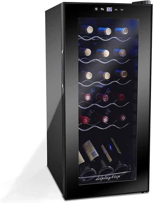 Wine Fridge, Wine Cooler,Wine Refrigerator,Digital Touch Screen Controls,Black (18 Bottles)