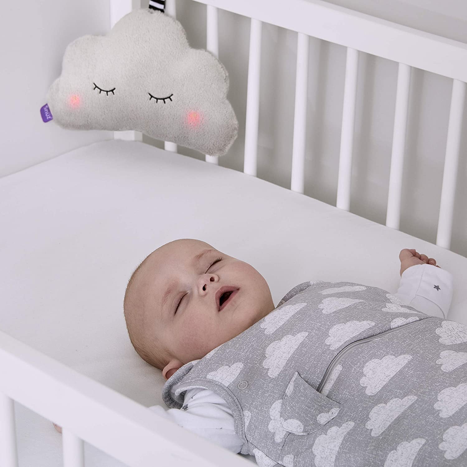 cloud Baby Sleep Aid with 4 Soothing Sounds and 2 Gentle Light Options – Soft Plush Feel – Portable & Stylish