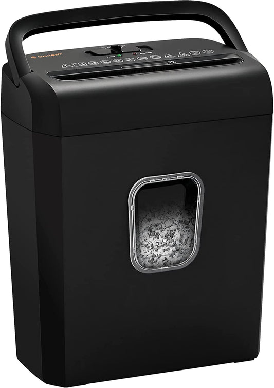 6 Sheet Micro Cut Paper Shredder, P-4 High-Security Micro Shredder for Home & Small Office Use, Shreds Credit Cards/Staples/Clips, Portable Handle Design with 13-Litre Wastebasket(C223-A)