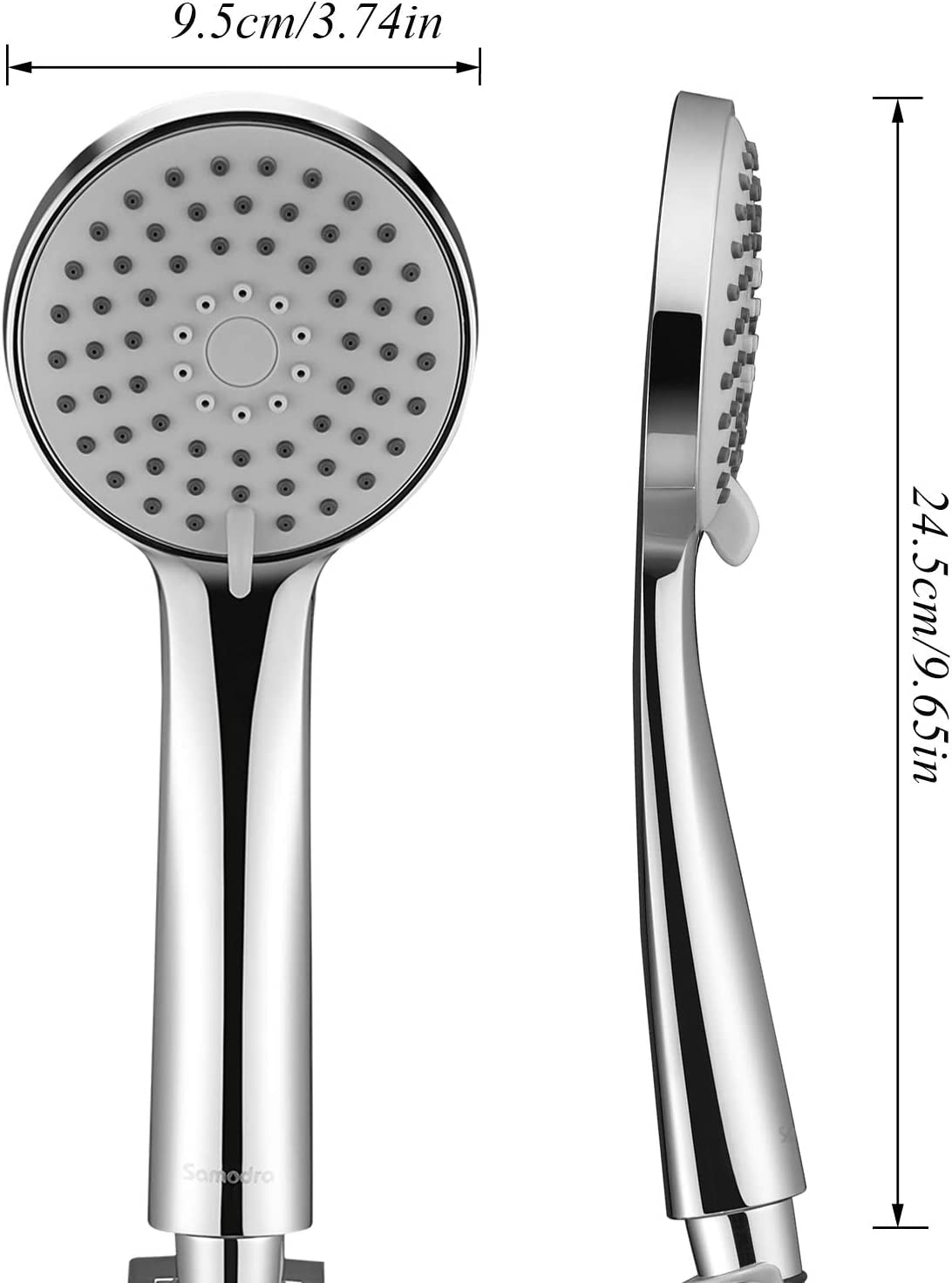 Shower Head, Low Water Pressure Boosting Handheld Shower Head High Pressure Water Saving 3 Powerful Spray Settings for Bathroom – Chrome