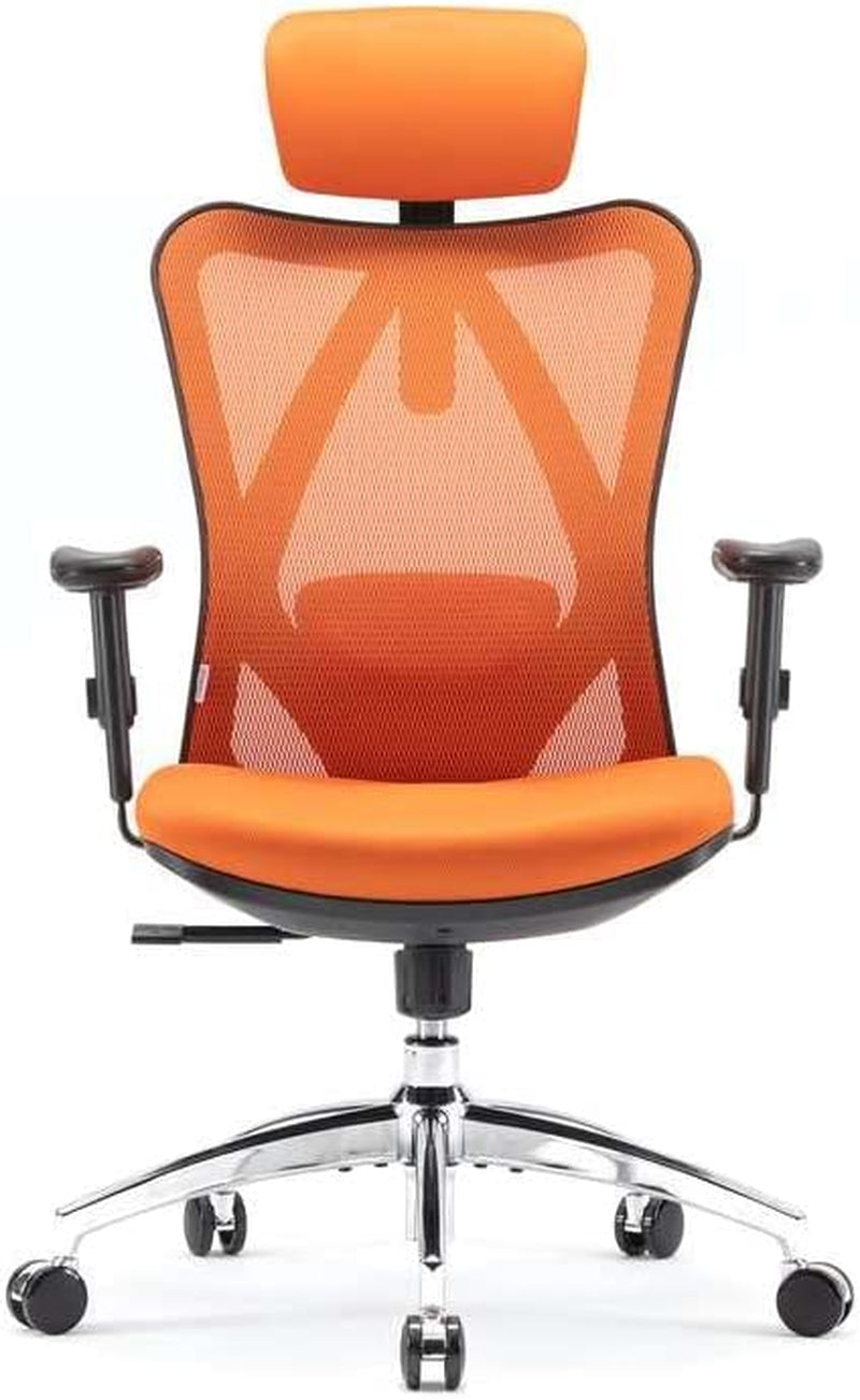 Office Chair Ergonomic Desk Chair, Breathable Mesh Design High Back Computer Chair, Adjustable Headrest and Lumbar Support (Orange)