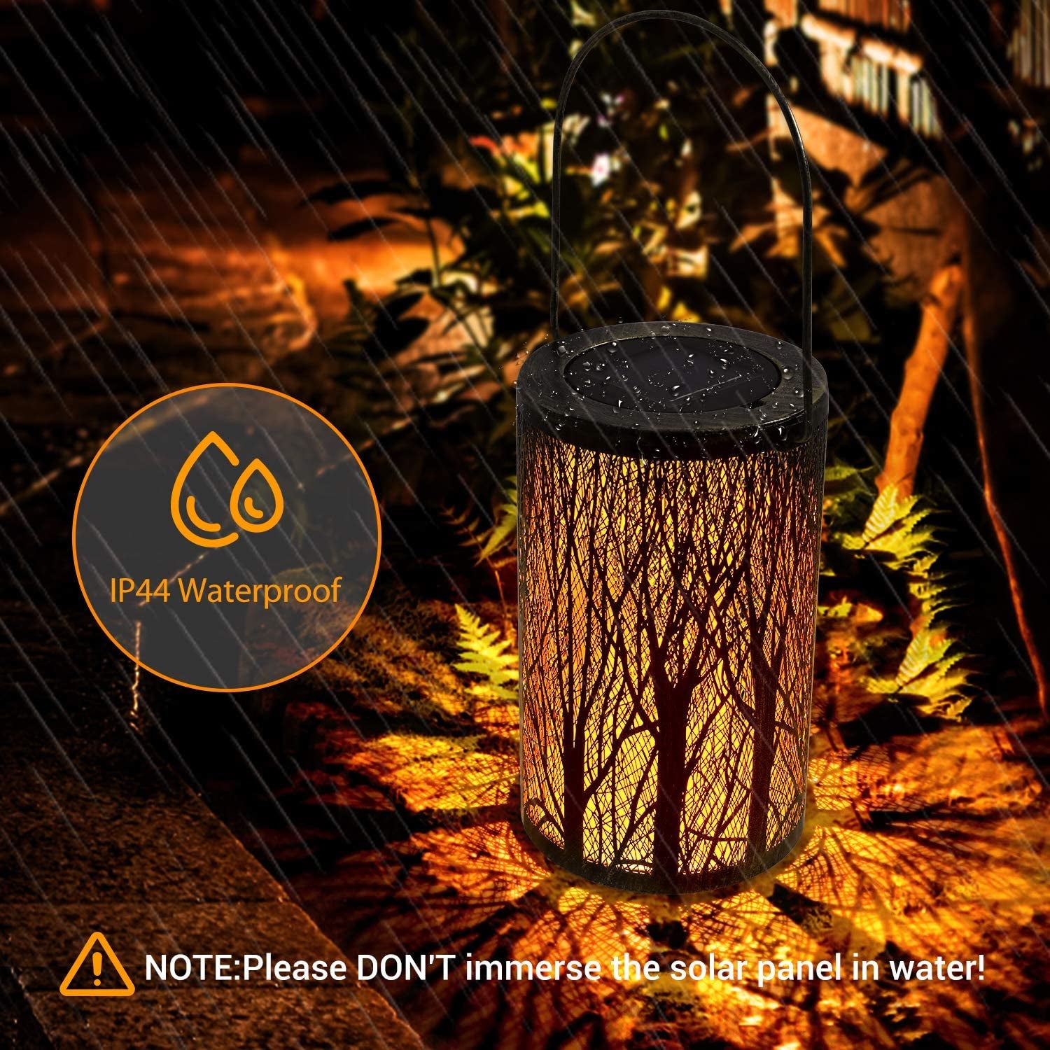 Solar Lanterns for the Garden -  Metal LED Tree Garden Hanging Lanterns IP44 Waterproof Moroccan Garden Ornaments Outdoor for Patio Fence Pathway Wall Table Tree Bronze