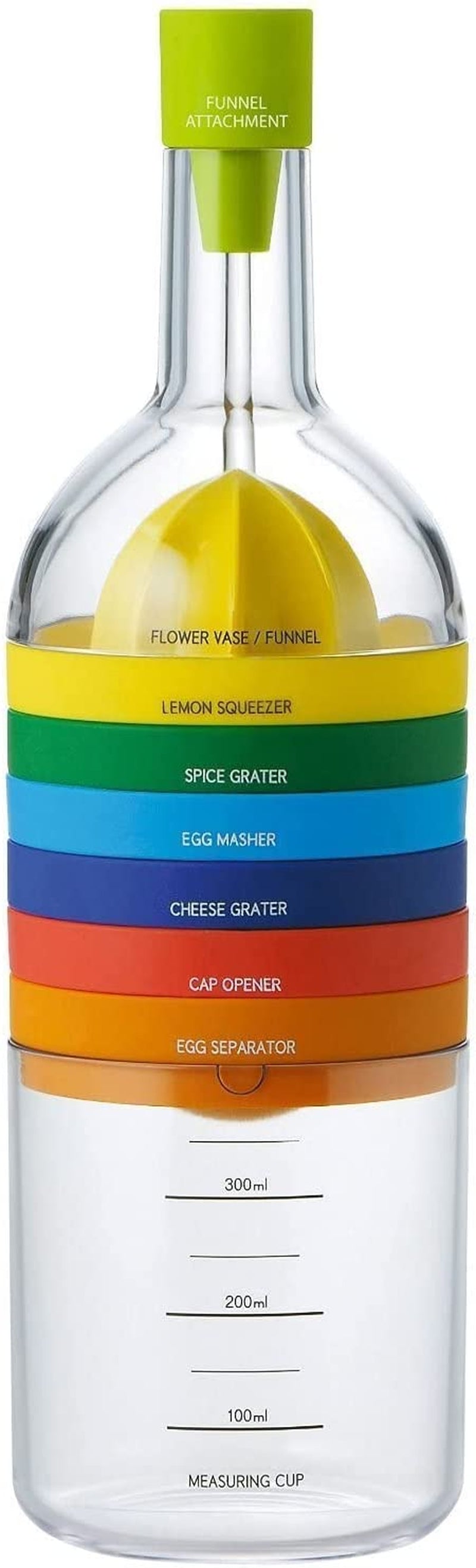 8 in 1 Kitchen Tool, Multipurpose Function Plastic Essential Kitchen Cooking Tools Kitchen Gadget (Funnel, Lemon Squeezer, Egg Seperator,Measuring Cup, Can Opener)