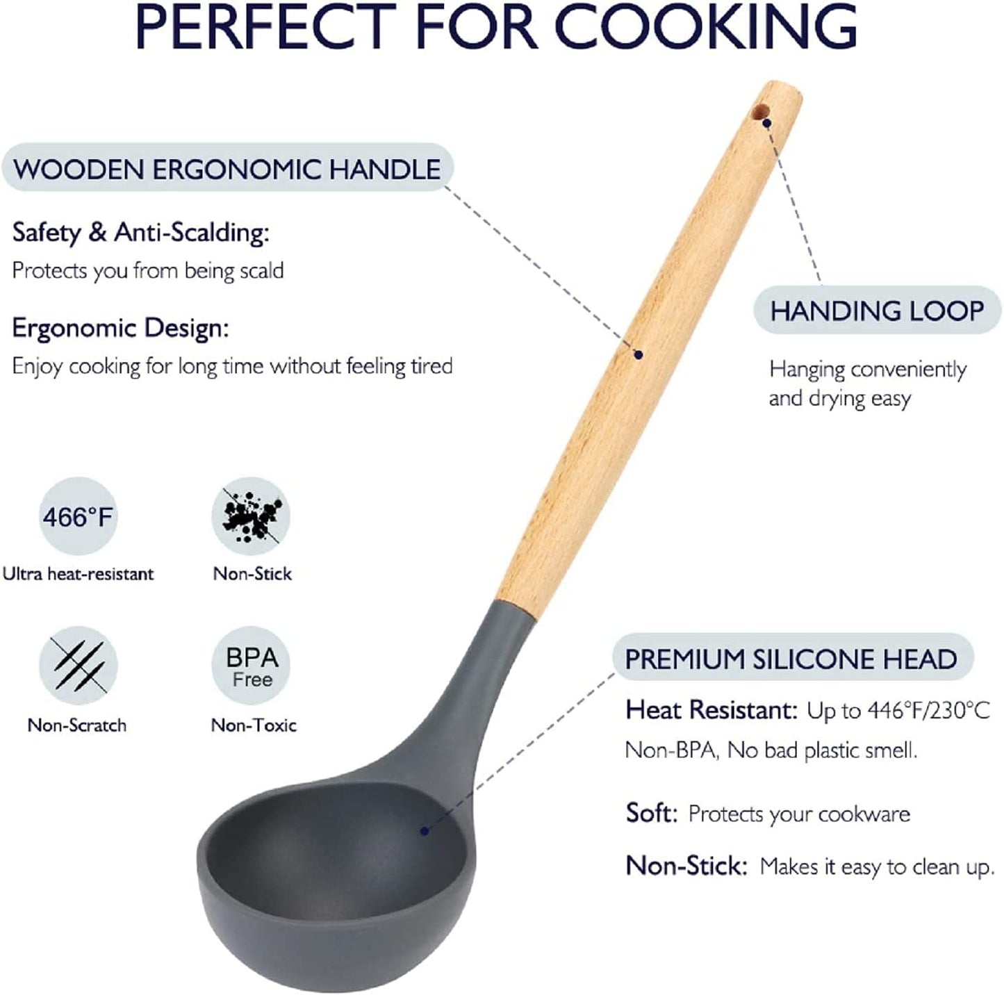 Silicone Kitchen Utensils Set - 33Pcs Non-Stick Cooking Utensils Set with Holder - Silicone Spatula Kitchen Set - Wooden Handle Heat Resistant Kitchen Gadgets Tools