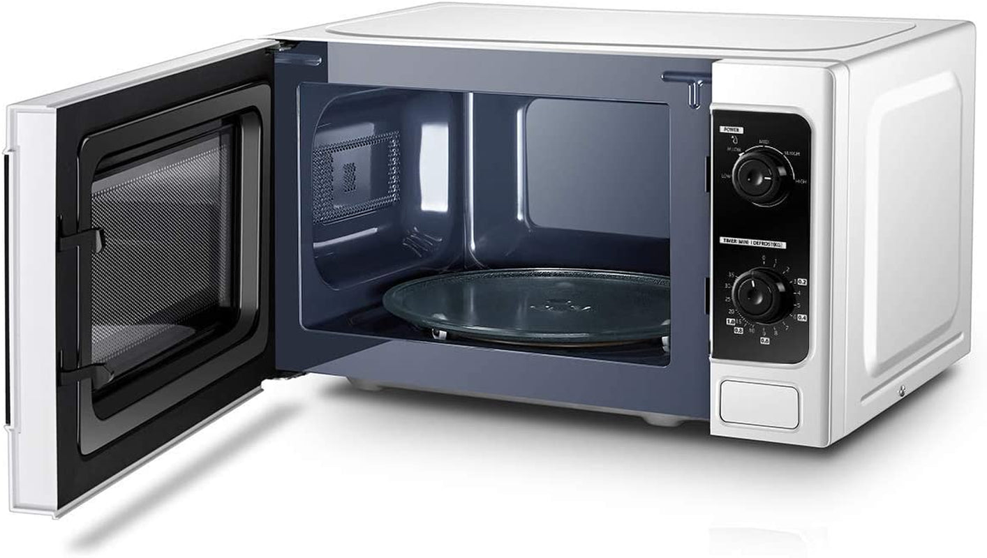 800W 20L Microwave Oven with Function Defrost and 5 Power Levels, Stylish Design – White - MM-MM20P(WH)